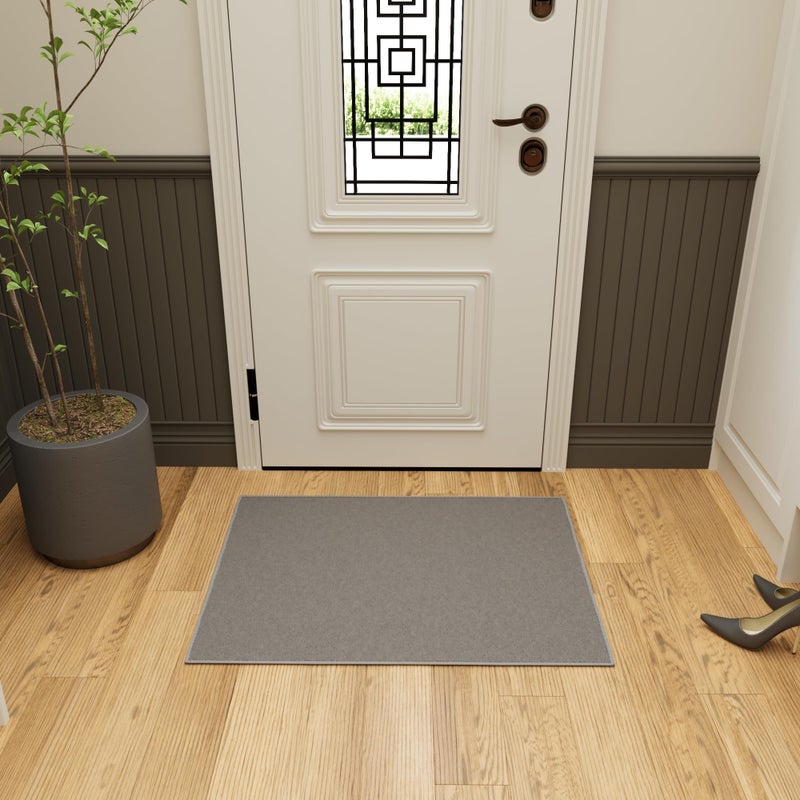 Ottomanson Rugs for Entryway 2'3" x 3' Non Slip Solid Small Area Rugs Durable Front Door Mat Rug Stain Resistant Entrance Rugs for Bathroom Kitchen Bedroom & Living Room, Gray - Image 1